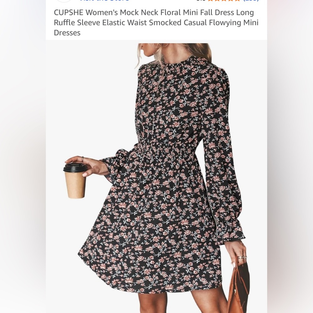 Cupshe Black and Pink Floral Mini Dress